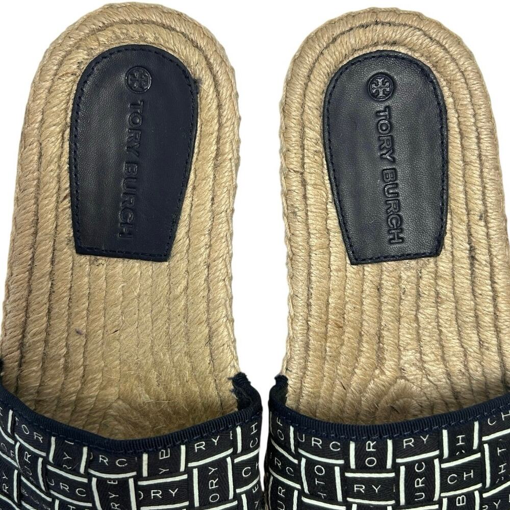 TORY BURCH logo Ribbon Espadrille Slide Shoes  Size 6 - Picture 6 of 12